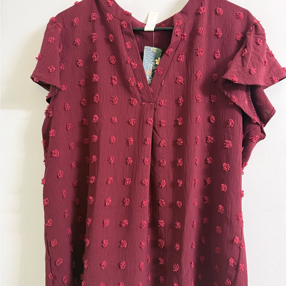 Elegant Burgundy Textured Women's Top